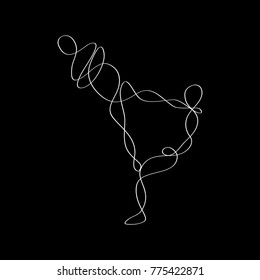 Two people performing gymnastics line art