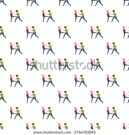 Two people are performing a kicking action in a repetitive pattern