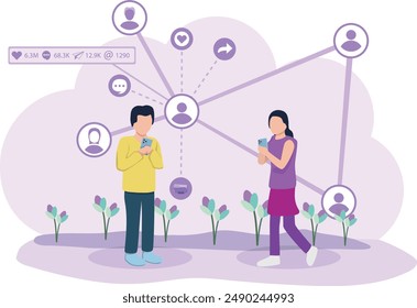 The two people played on their cellphones and interacted on their personal social media