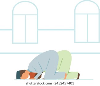 Two people praying together with flat design.