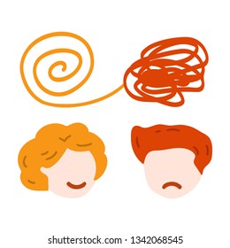 Two people. Psychotherapy concept. Simple hand drawn vector illustration design on white background.