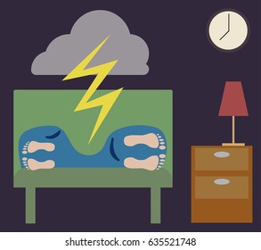 Two people in a quarrel and went to bed in the bedroom