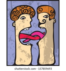 Two people relate to the language of the language to express feelings