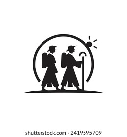 two people religion pilgrim logo vector illustration template design