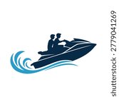 Two people riding on a jet ski in the water sports leisure activity fun