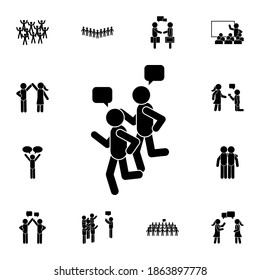 Two People Running, Talking Flat Vector Icon In People Talk Pack