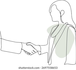 Two people shaking hands in agreement handshake business