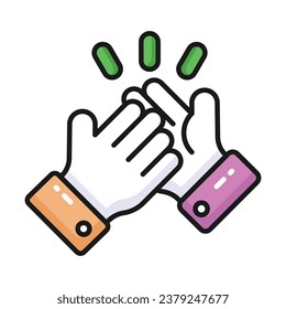 Two people shaking hands concept icon of encouragement in modern style