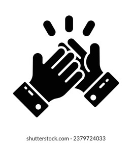 Two people shaking hands concept icon of encouragement in modern style