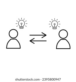 Two people share ideas or exchange ideas