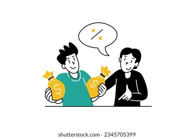 Two people sharing interest Finance Management Illustration