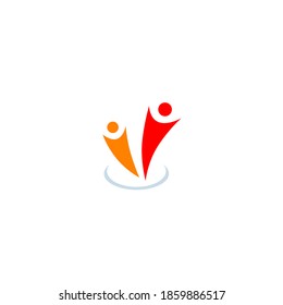 TWO PEOPLE SIGN SYMBOL. EMPLOYEES, PEOPLE TOGETHER, ON WHITE