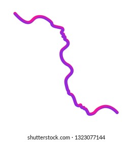Two people silhouettes drawn with one line. Simple vector illustration. Separate on a white background.