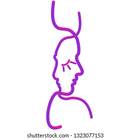 Two people silhouettes drawn with one line. Simple vector illustration. Separate on a white background.