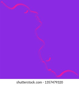Two people silhouettes drawn with one line. Simple vector illustration. Separate on a color background.