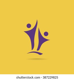 Two People Silhouettes Reaching Up Logo