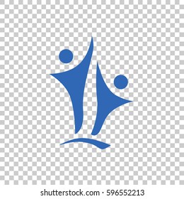 Two people silhouettes reaching up logo