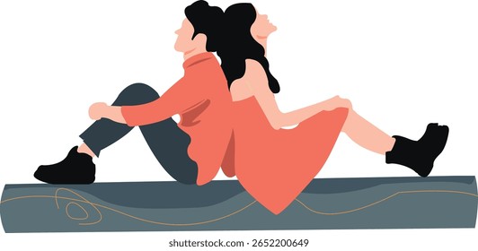 Two people sit closely together, sharing a moment of companionship and connection. They engage in conversation, laughter, relaxation.
