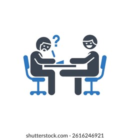 Two People Sitting Icon On White Background