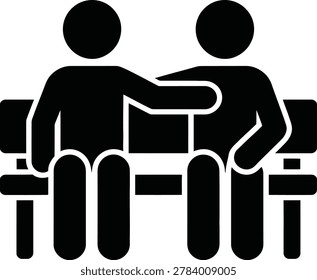 Two people sitting and shaking hands on separate chairs