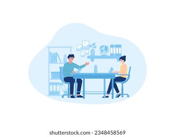 two people sitting at a table talking trending concept flat illustration