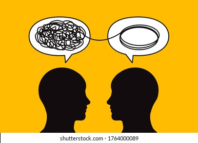 Two People Solve Problem, Psychology, Psychotherapy, Business Coaching. Vector Illustration