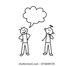 Two people speak. Sketch. Vector illustration.
