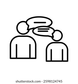 Two people with speech bubbles, symbolizing team discussion or chat