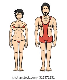 Two people standing next to each other/ Man and woman