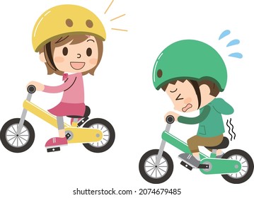 Dos personas apoyan la bicicleta y corren