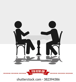 two people table chair vector illustration