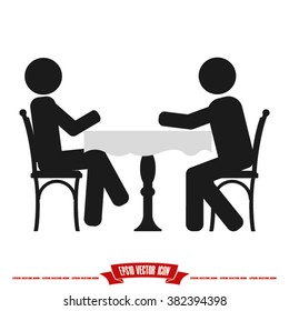 two people table chair vector illustration