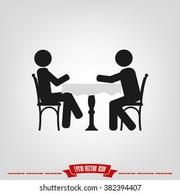 two people table chair vector illustration