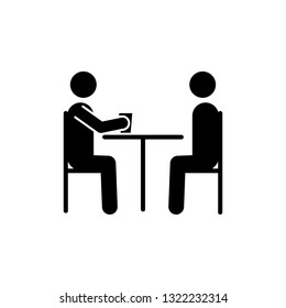 Two people at the table, glass icon. Simple glyph, flat vector of People icons for UI and UX, website or mobile application