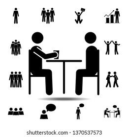 Two people at the table, glass icon. Simple glyph, flat vector element of People icons set for UI and UX, website or mobile application