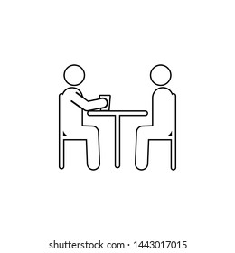 Two people at the table, glass icon. Simple thin line, outline vector of People icons for UI and UX, website or mobile application