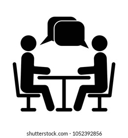 Two people at the table icon. Icon Conference. Vector illustration