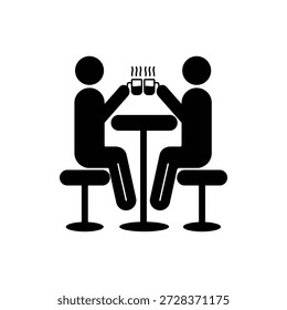 two people at the table icon on white background.