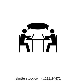 two people, table, laptop icon. Simple glyph, flat vector of People icons for UI and UX, website or mobile application