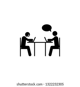 two people, table, laptop icon. Simple glyph, flat vector of People icons for UI and UX, website or mobile application