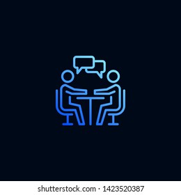 Two people talking in cafe line icon. Vector illustration in linear style.