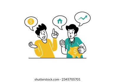 Two people talking Finance Management Illustration