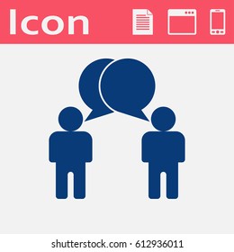 Two people talking flat icon. Vector dialog illustration.