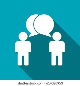 Two People Talking Flat Icon. Vector Dialog Illustration.