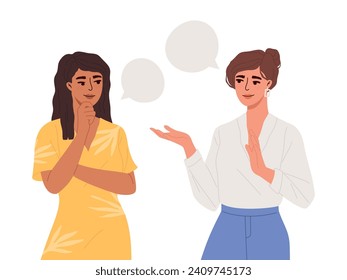 Two people are talking. Hand drawn vector illustration