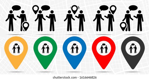 Two people talking icon in location set. Simple glyph, flat illustration element of people theme icons