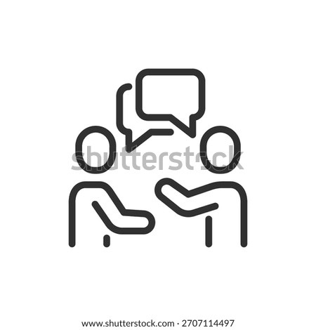 Two people talking, linear icon. Communication and dialogue concept. Line with editable stroke.