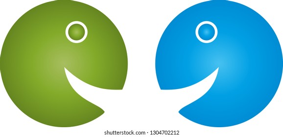 Two people are talking logo