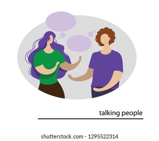 Two people talking, man and woman, boy and girl