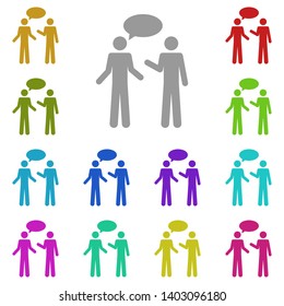 Two people talking multi color icon. Simple glyph, flat vector of people icons for UI and UX, website or mobile application on white background